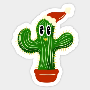 Cartoon Christmas Cactus Time! Sticker